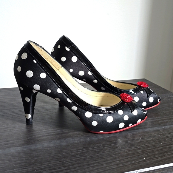 Polka dot with ruby red heart open toe - Picture 3 of 4